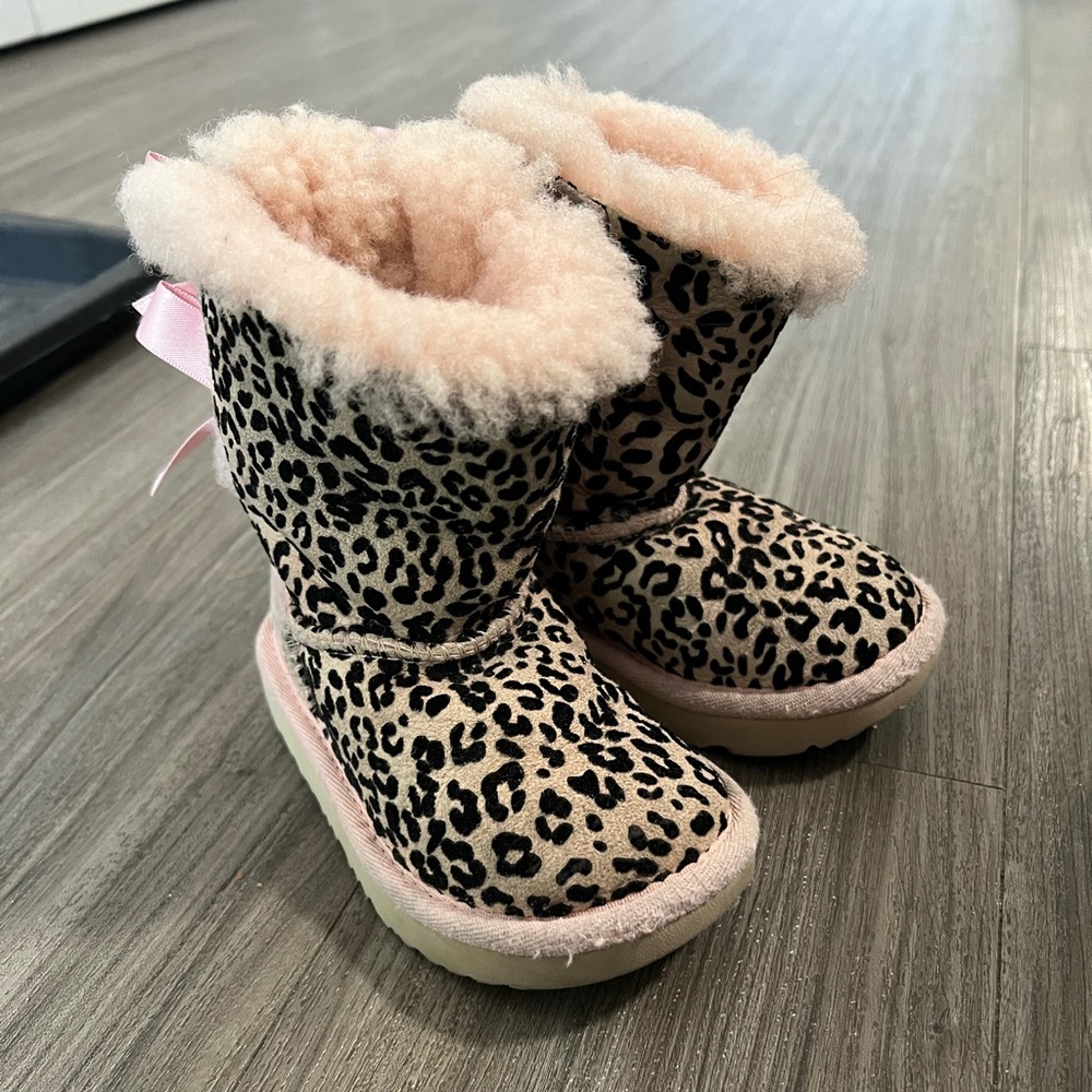 UGG Pink Boots with Leopard Accents